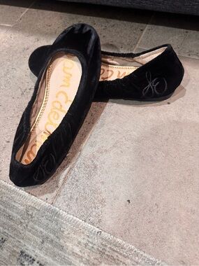 Sam Edelman Black Velvet Felicia Bow Ballet Flats size 7